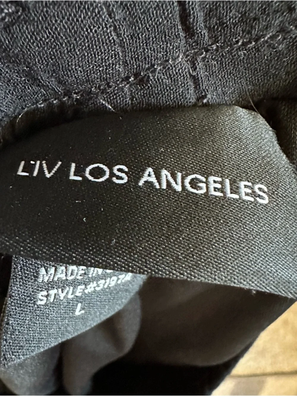 LIV Los Angeles Embroidered Boho Pants Black Floral Wide Leg Rayon Size L - Picture 6 of 7